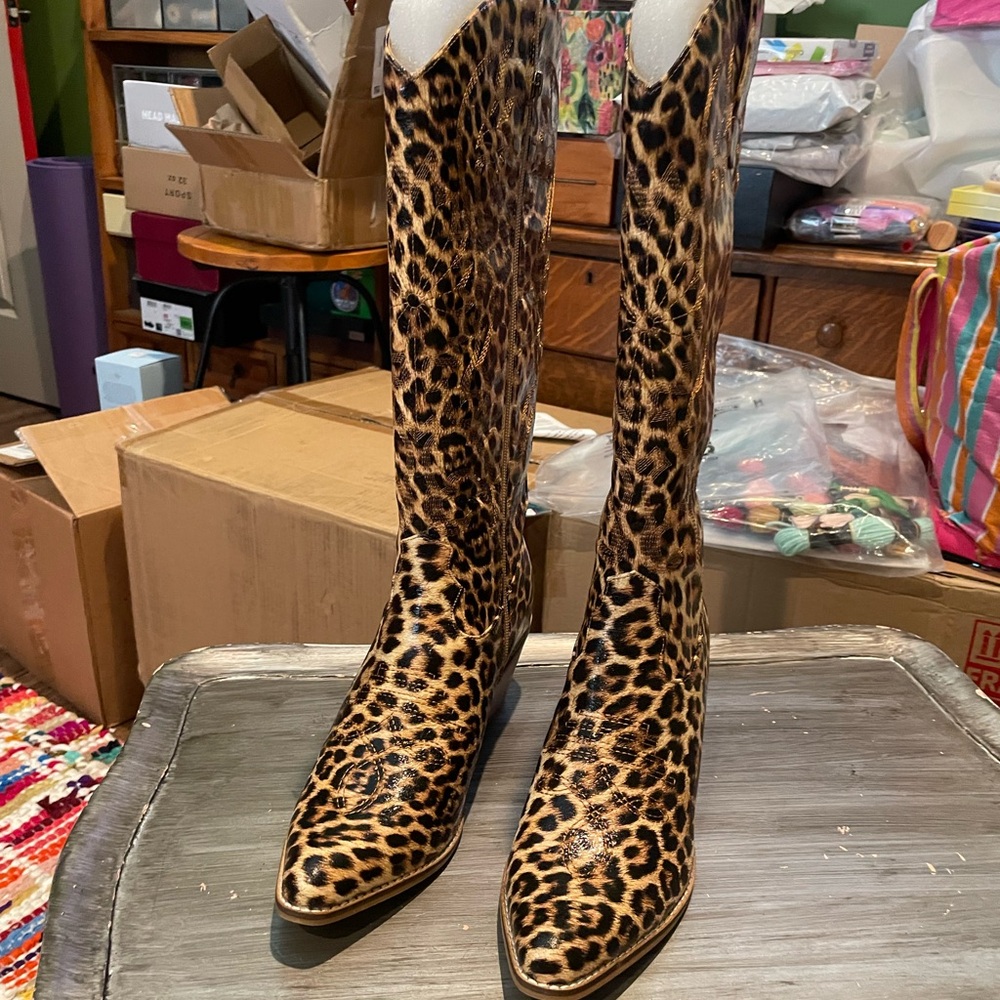 Corkys Leopard Print Over-the-Knee Boots - Brown/Tan